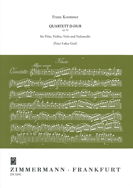 Quartett D-Dur op.93 für Flöte&nbsp;&nbsp;und Streichtrio&nbsp;&nbsp;Partitur und Stimmen