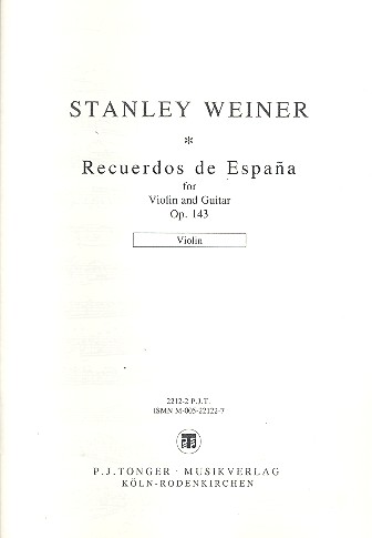 Recuerdos de Espana op.143&nbsp;&nbsp;for violin and guitar&nbsp;&nbsp;Violinstimme