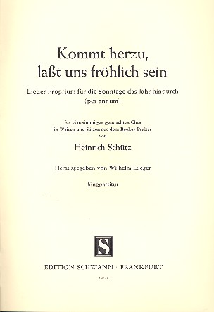 Kommt herzu lasst uns fröhlich sein&nbsp;&nbsp;für gem Chor und Orgel&nbsp;&nbsp;Partitur