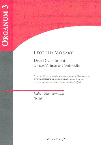 3 Divertimenti für 2 Violinen  und Violoncello  Partitur und Stimmen