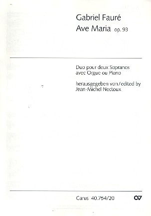 Ave Maria op.93 für 2 Soprane&nbsp;&nbsp;und Orgel (Klavier)&nbsp;&nbsp;