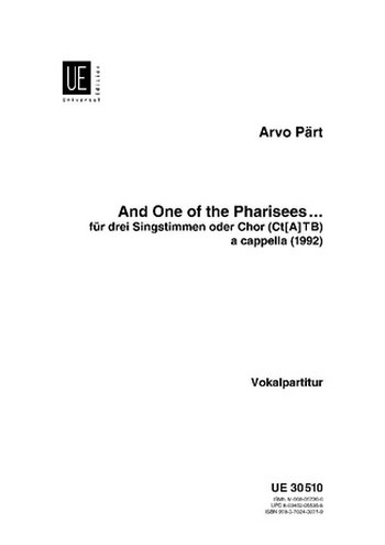 And One of the Pharisees  für 3 Stimmen (Chor) a cappella  Partitur