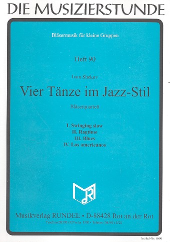 4 Tänze im Jazz-Stil für  Bläserquartett  Partitur und 11 Stimmen