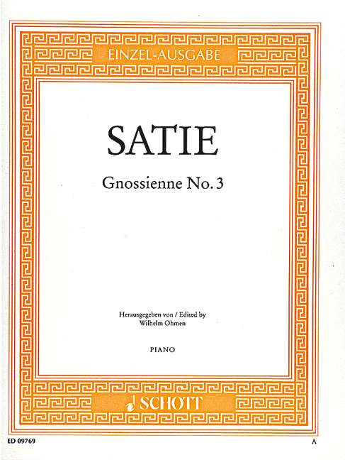 Gnossienne No. 3&nbsp;&nbsp;für Klavier&nbsp;&nbsp;