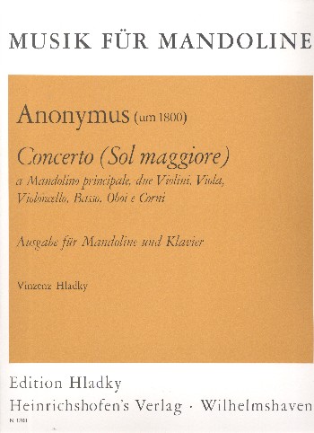 Konzert G-Dur für Mandoline und  Orchester für Mandoline und Klavier  