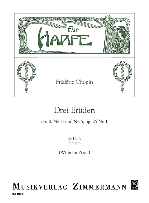 3 Etüden op.10,5+11 und op.25,1  für Harfe  