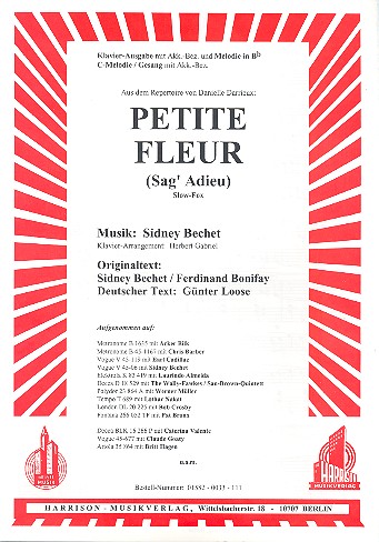 Petite Fleur (Sag' Adieu)  für Klavier mit Melodie in B und Gesangsstimme in C (dt/fr)  Einzelausgabe