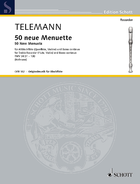 50 neue Menuette TWV34:51-100&nbsp;&nbsp;für Altblockflöte und Bc&nbsp;&nbsp;