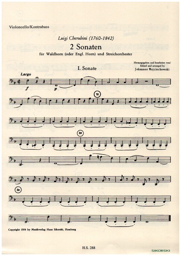 2 Sonaten   für Waldhorn und Streichorchester  Streicherset (3-3-2-2-1)