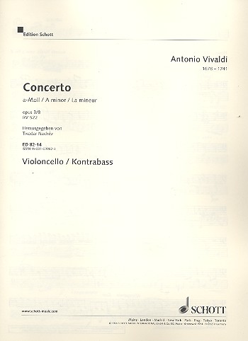Concerto a-Moll op.3,8 RV522  für 2 Violinen, Streicher und Orgel  Cello / Bass