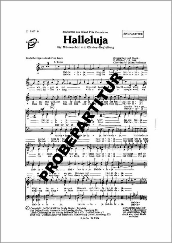 Halleluja&nbsp;&nbsp;für Männerchor und Klavier&nbsp;&nbsp;Klavierpartitur