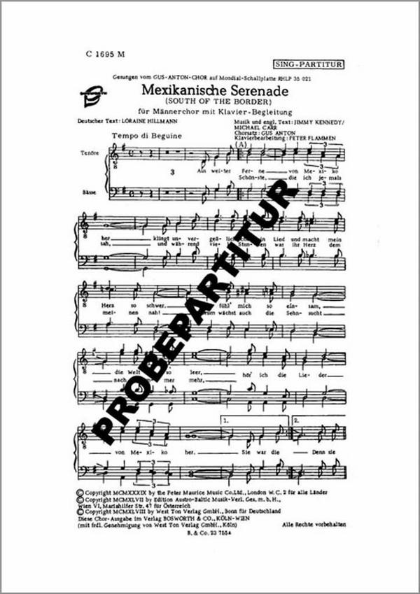 Mexikanische Serenade  für Männerchor und Klavier  Klavierpartitur