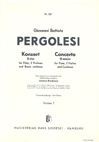 Konzert G-Dur für Flöte&nbsp;&nbsp;2 Violinen und Bc&nbsp;&nbsp;Streicherset (3-3-0-2-1)