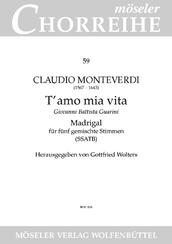 T'amo mia vita - Madrigal&nbsp;&nbsp;für 5 Stimmen (SSATB) a cappella&nbsp;&nbsp;Partitur
