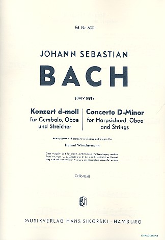 Konzert d-Moll BWV1059 für Cembalo,&nbsp;&nbsp;Oboe und Streichorchester&nbsp;&nbsp;Streicherset (3-3-2-3)