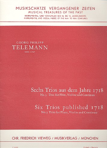 Trio Nr.3  für Flöte, Violine und Bc  Partitur und Stimmen (Bc ausgesetzt)