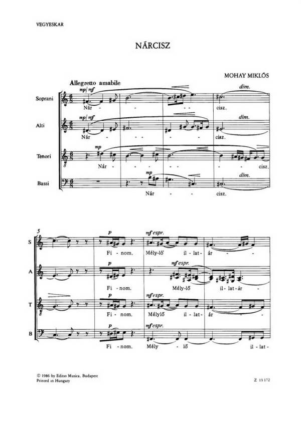 Narcisz&nbsp;&nbsp;für gem Chor a cappella&nbsp;&nbsp;Partitur
