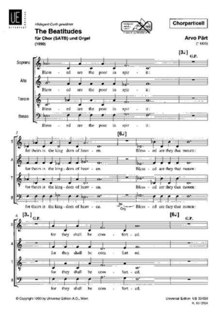The Beatitudes&nbsp;&nbsp;für gem Chor (Solisten) und Orgel&nbsp;&nbsp;Chorpartitur