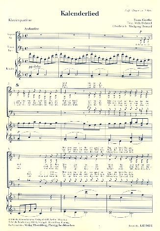Kalenderlied  für gem Chor und Klavier  Partitur