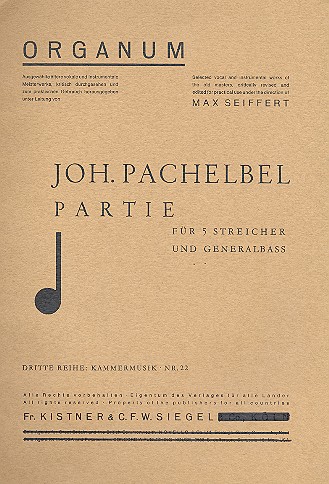 Partie G-Dur für 5 Streicher und Bc&nbsp;&nbsp;Partitur und Stimmen&nbsp;&nbsp;