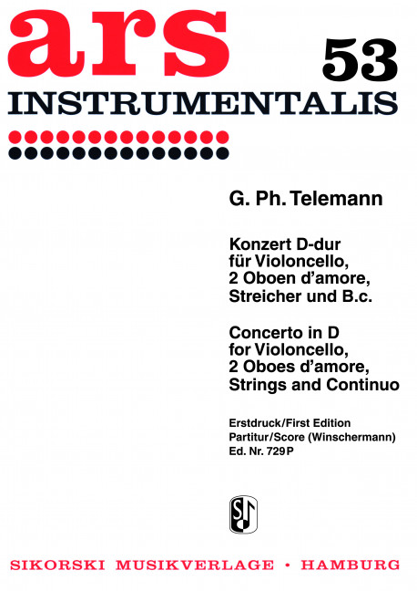 KONZERT D-DUR FUER VIOLONCELLO,&nbsp;&nbsp;2 OBOEN D'AMORE, STREICHER UND BC&nbsp;&nbsp;PARTITUR