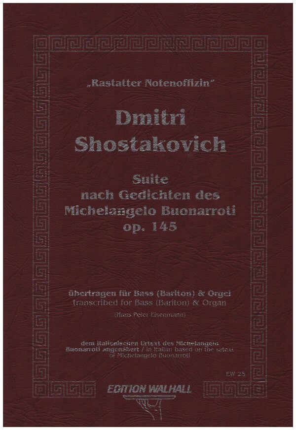 Suite nach Gedichten des Michelangelo Buonarroti op.145  für Bass (Bariton) und Orgel  