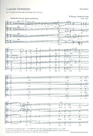 Laudate Dominum aus 'Vesperae solennes de confessore' KV339&nbsp;&nbsp;für Soli, gem Chor und Orchester&nbsp;&nbsp;Chorpartitur