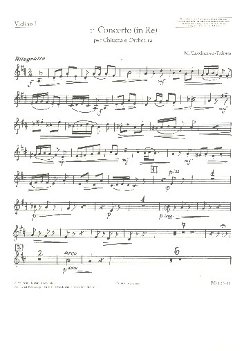 Konzert D-Dur Nr.1 op.99  für Gitarre und Orchester  Violine 1