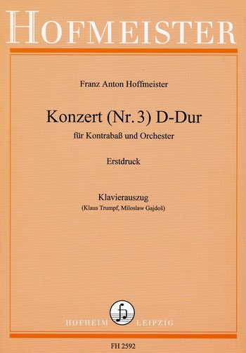 Konzert D-Dur Nr.3 für Kontrabass&nbsp;&nbsp;und Orchester für Kontrabass und Klavier&nbsp;&nbsp;