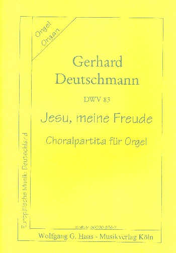 Jesu meine Freude DWV83 Choralpartita  für Orgel  