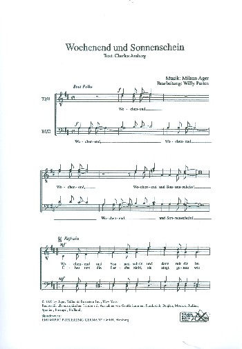 Wochenend und Sonnenschein&nbsp;&nbsp;für Männerchor a cappella&nbsp;&nbsp;Partitur