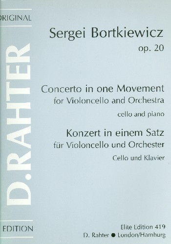 Konzert c-Moll in einem Satz op.20  für Violoncello und Orchester  für Violoncello und Klavier