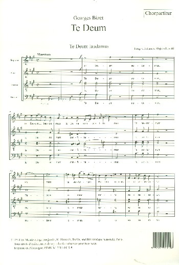 Te deum  für Soli (ST), gem Chor und Orchester  Chorpartitur