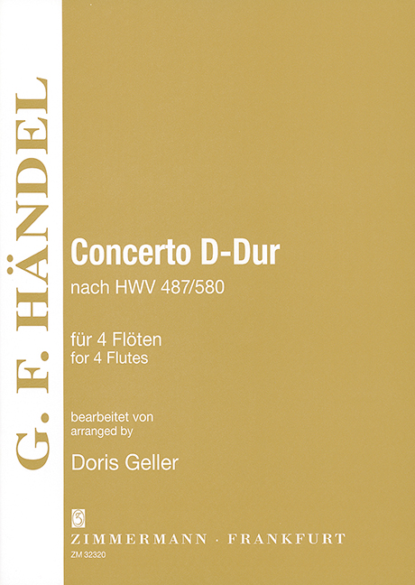 Concerto D-Dur nach HWV487/580&nbsp;&nbsp;für 4 Flöten&nbsp;&nbsp;Partitur und Stimmen