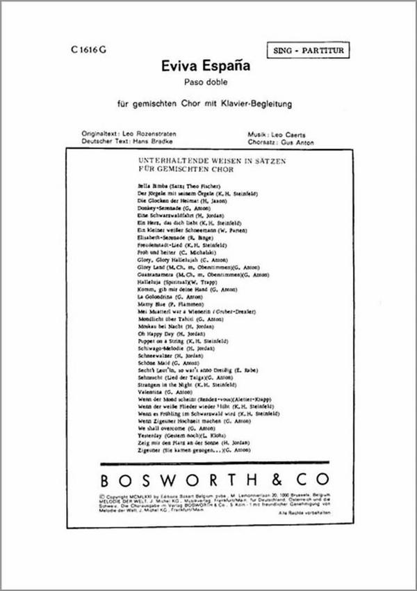 Eviva Espana&nbsp;&nbsp;für gem Chor und Klavier&nbsp;&nbsp;Partitur