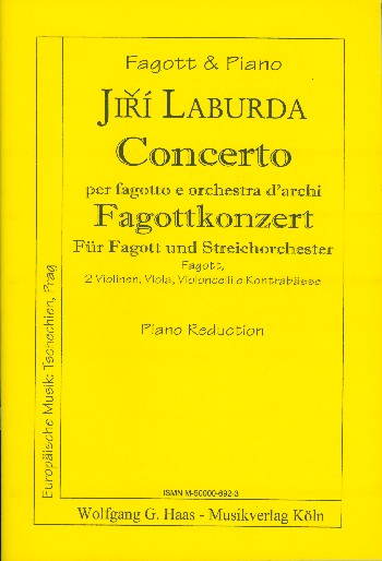 Konzert&nbsp;&nbsp;für Fagott und Streichorchester&nbsp;&nbsp;Ausgabe für Fagott und Klavier