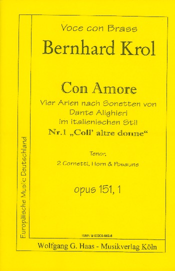 Coll'altre donne op.151,1  für Tenor, 2 Cornette, Horn und Posaune  Stimmen