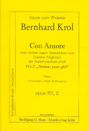 Amor non gia op.151,2  für Tenor, 2 Kornette, Horn und Posaune  Stimmen