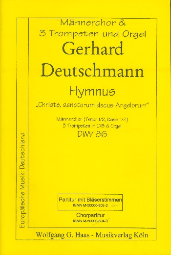 HYMNUS DWV86 FUER MAENNERCHOR,  3 TRP IN C/B UND ORGEL  PARTITUR+BLAESERSTIMMEN