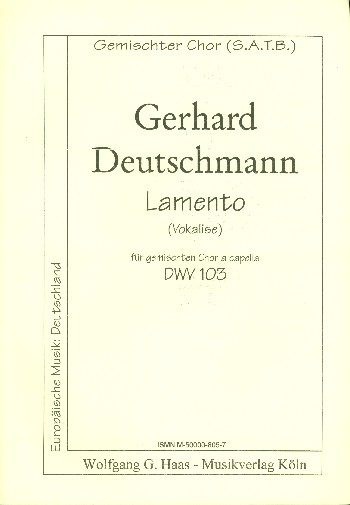 Lamento DWV103 Vokalise  für gem Chor a cappella  Partitur