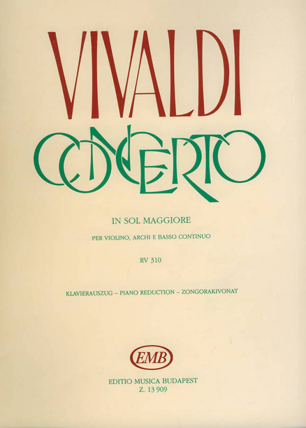Konzert G-Dur RV310&nbsp;&nbsp;für Violine, Streicher und Bc&nbsp;&nbsp;Klavierauszug