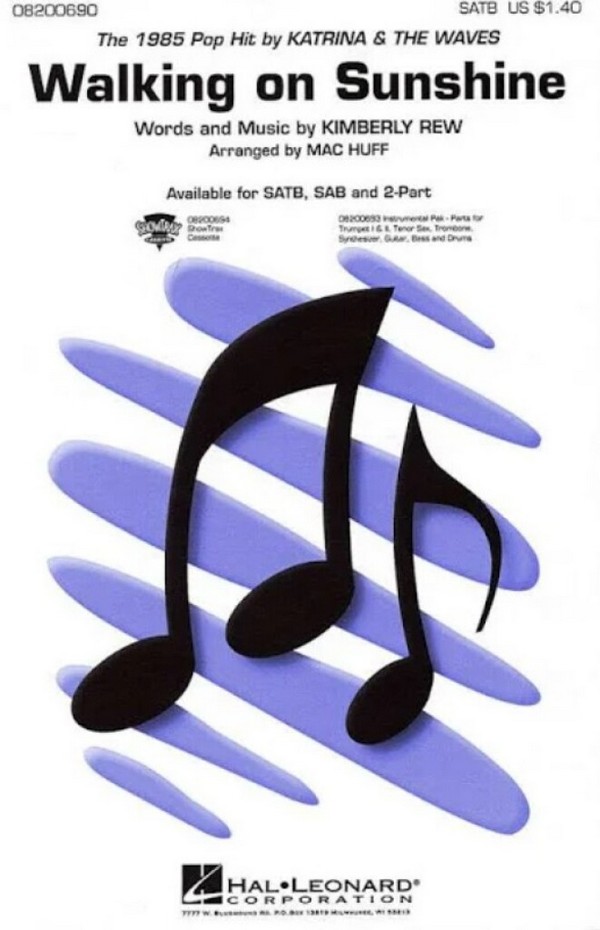 Walking on Sunshine for mixed  chorus (SAB) and piano  score