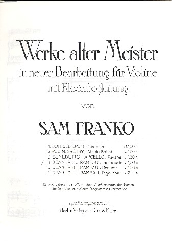 Tambourin&nbsp;&nbsp;für Violine und Klavier&nbsp;&nbsp;
