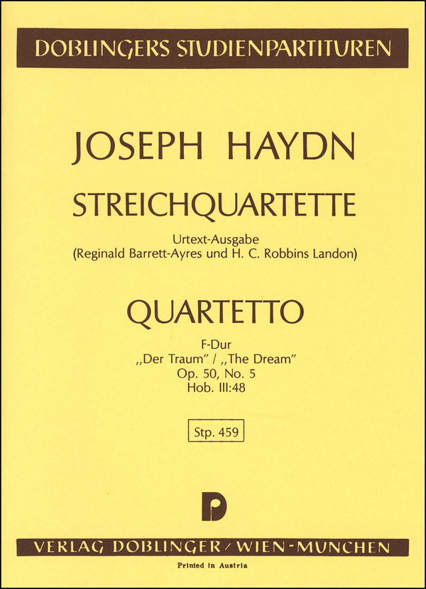 STREICHQUARTETT F-DUR OP.50,5&nbsp;&nbsp;HOB.III:48,  STUDIENPARTITUR&nbsp;&nbsp;BARRETT-AYRES, REGINALD, ED
