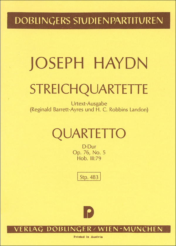 Streichquartett D-Dur op.76,5 Hob.III:79&nbsp;&nbsp;Studienpartitur&nbsp;&nbsp;
