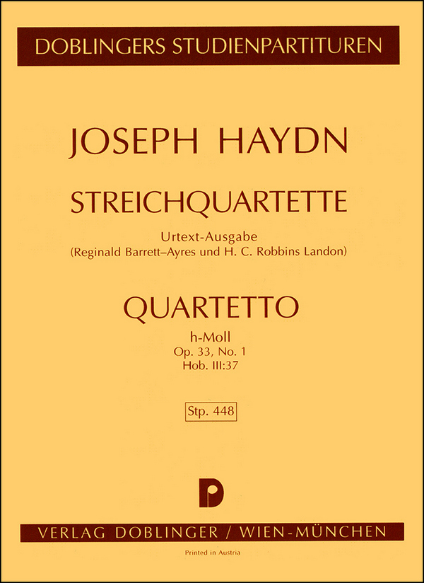 Streichquartett h-moll op.33,1 Hob.III:37&nbsp;&nbsp;&nbsp;&nbsp;Studienpartitur