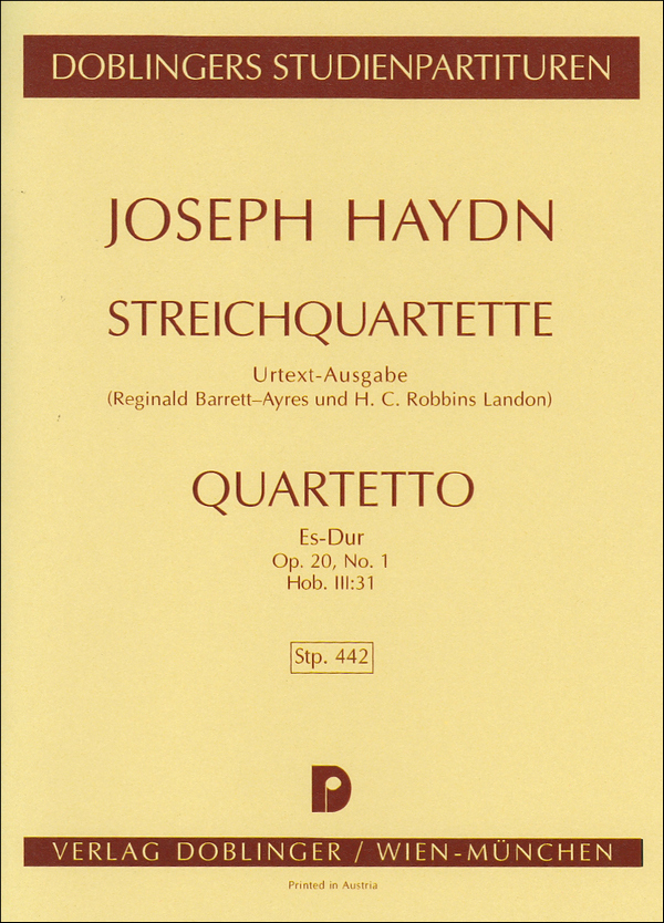 Streichquartett Es-Dur op.20,1 Hob.III:31&nbsp;&nbsp;&nbsp;&nbsp;Studienpartitur
