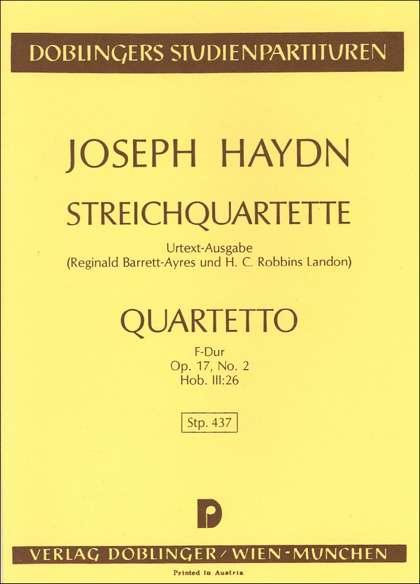 Streichquartett F-Dur op.17,2 Hob.III:26&nbsp;&nbsp;&nbsp;&nbsp;Studienpartitur