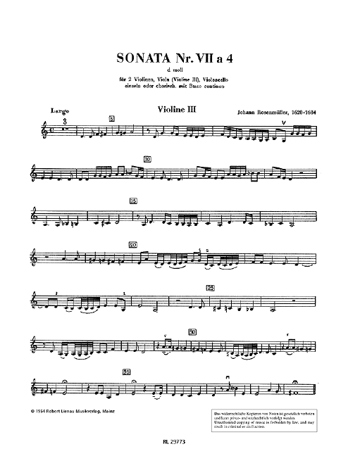 SonatE d-moll Nr.7 à 4&nbsp;&nbsp;für Streicher und Bc&nbsp;&nbsp;Violine 3