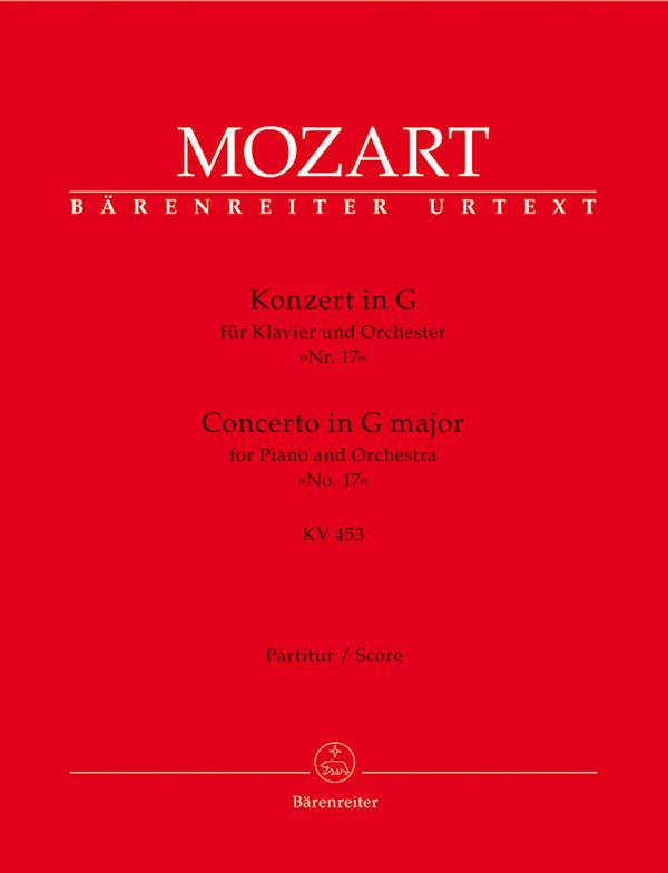 Konzert G-Dur Nr.17 KV453&nbsp;&nbsp;für Klavier und Orchester&nbsp;&nbsp;Partitur